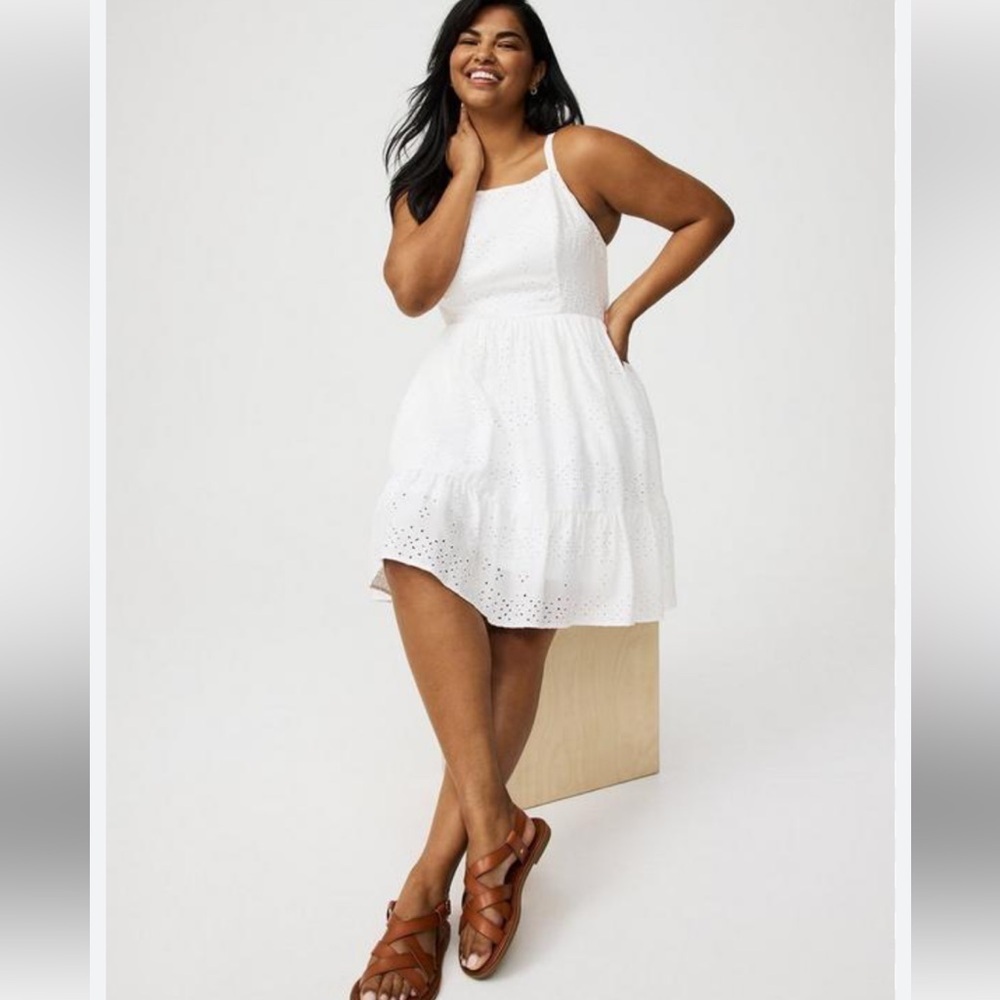 NWT Torrid Beachy Eyelet High Neck Mini Dress 3X - Picture 1 of 5